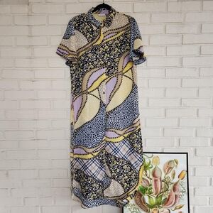 Chain floral print sheer duster cardigan dress